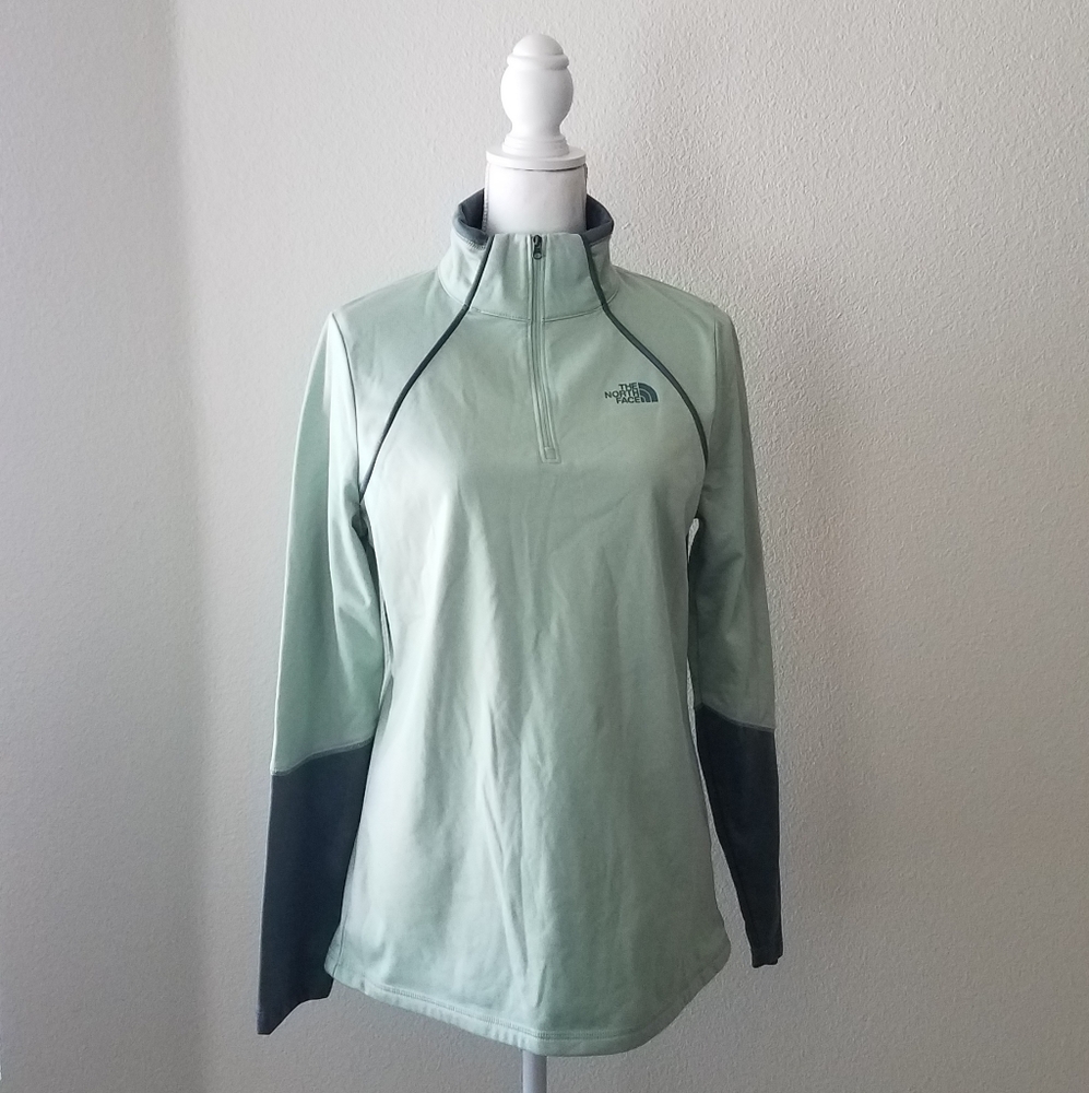 The North Face Sage Green Quarter Zip Long Sleeve Pullover - Picture 1 of 8